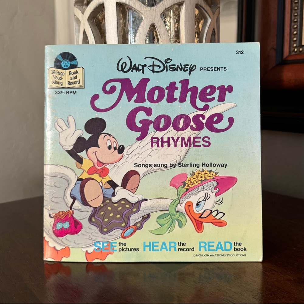 1979 Vintage Disneyland Walt Disney Mother Goose Rhymes Book & Record